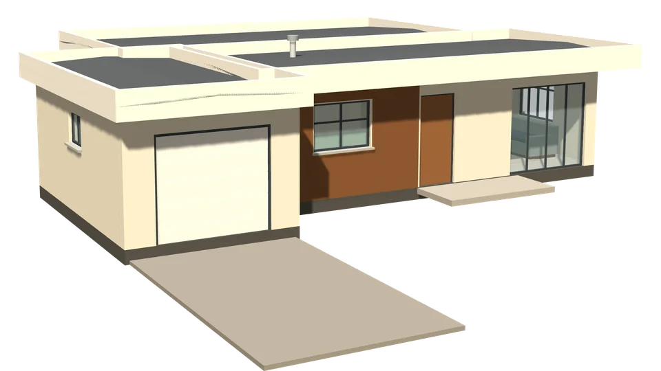 Impala House, 2 bedrooms, 3D view
