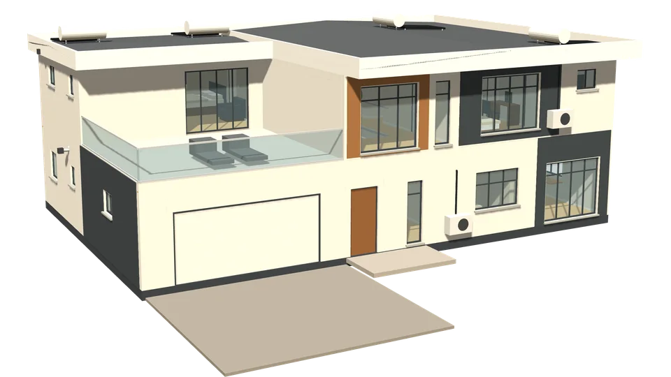 Orange House, 4 bedrooms, 3D view